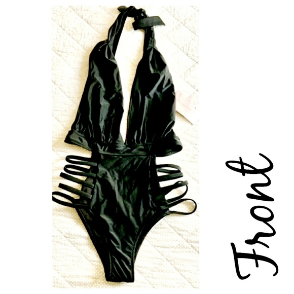 🍭💥Sexy Black Strappy One Piece Swimsuit - Picture 2 of 4